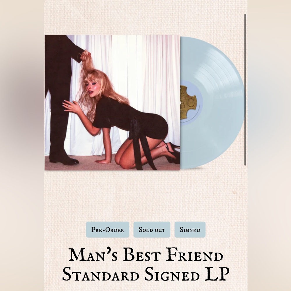 Sabrina Carpenter Man's Best Friend Signed Blue Vinyl Record